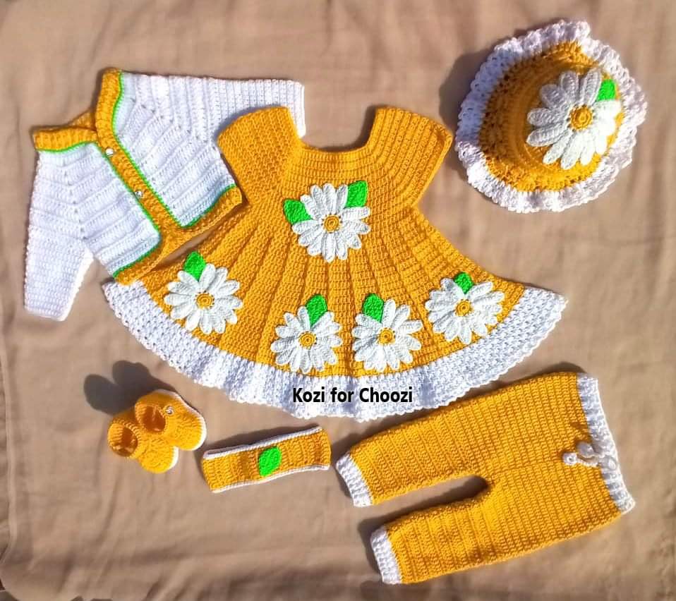 Handmade White & Yellow Crochet Baby Set - Premium Minimalist Outfit