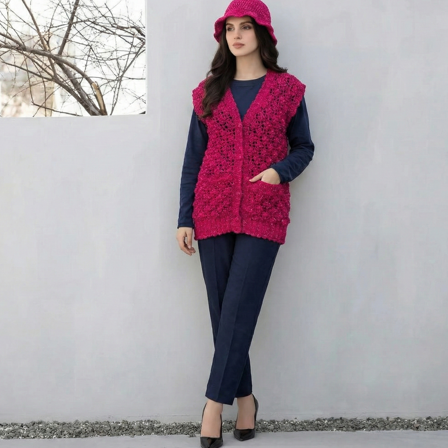 Crochet Vest & Bucket Hat Set | Artisan Knitwear