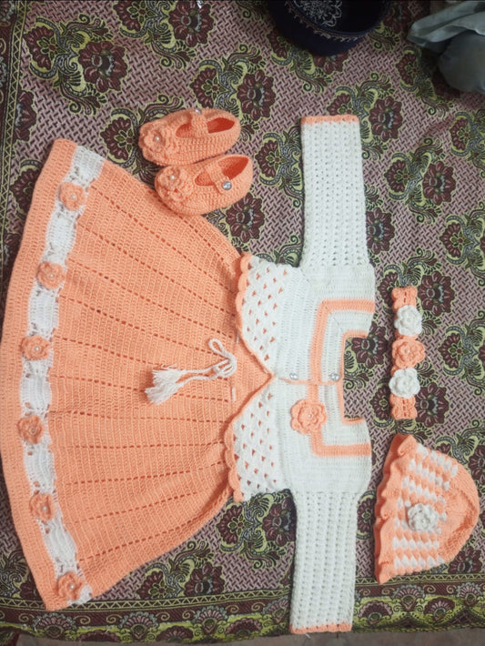 Minimalist White & Peach Crochet Set - Premium Handmade Outfit