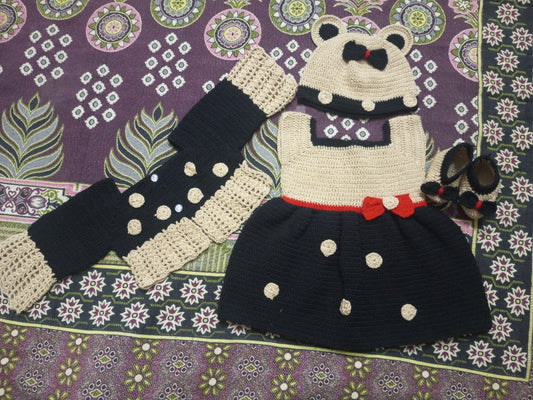 Minimalist Beige & Black Handmade Crochet Set - Premium Boutique Outfit